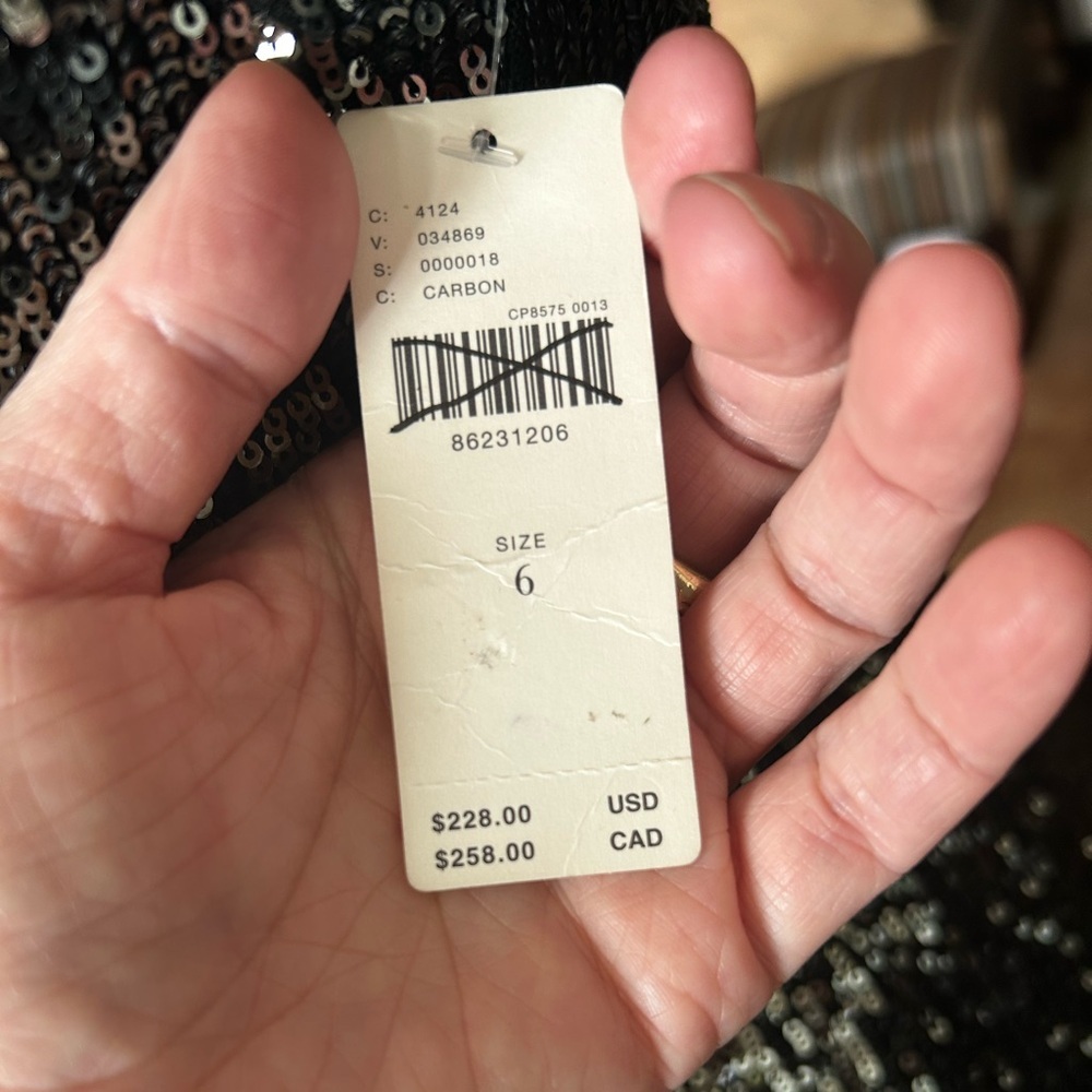 NWT Anthropologie Marve Black Silver Sequin Jumpsuit Halter Neck size 6 - Picture 4 of 13